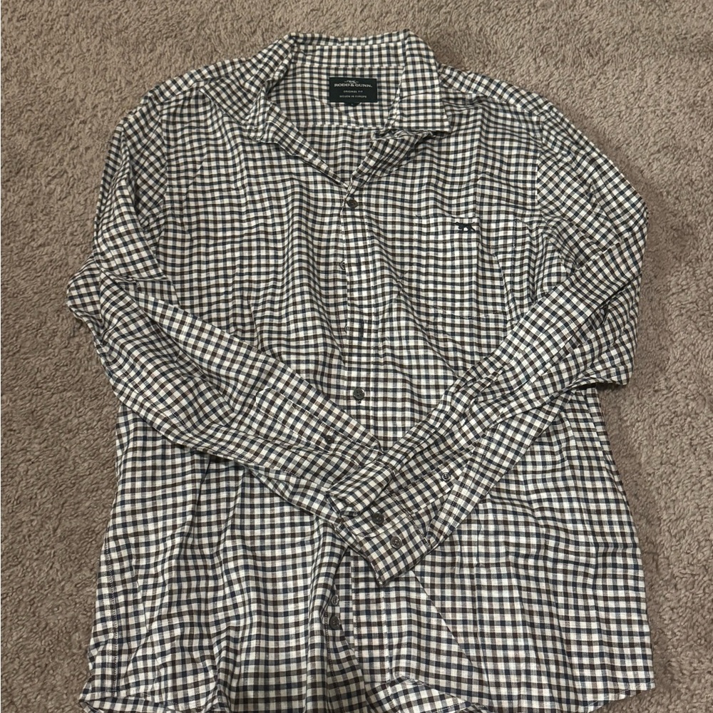 Rodd & Gunn Brown and Blue Dress Shirt Classic Style